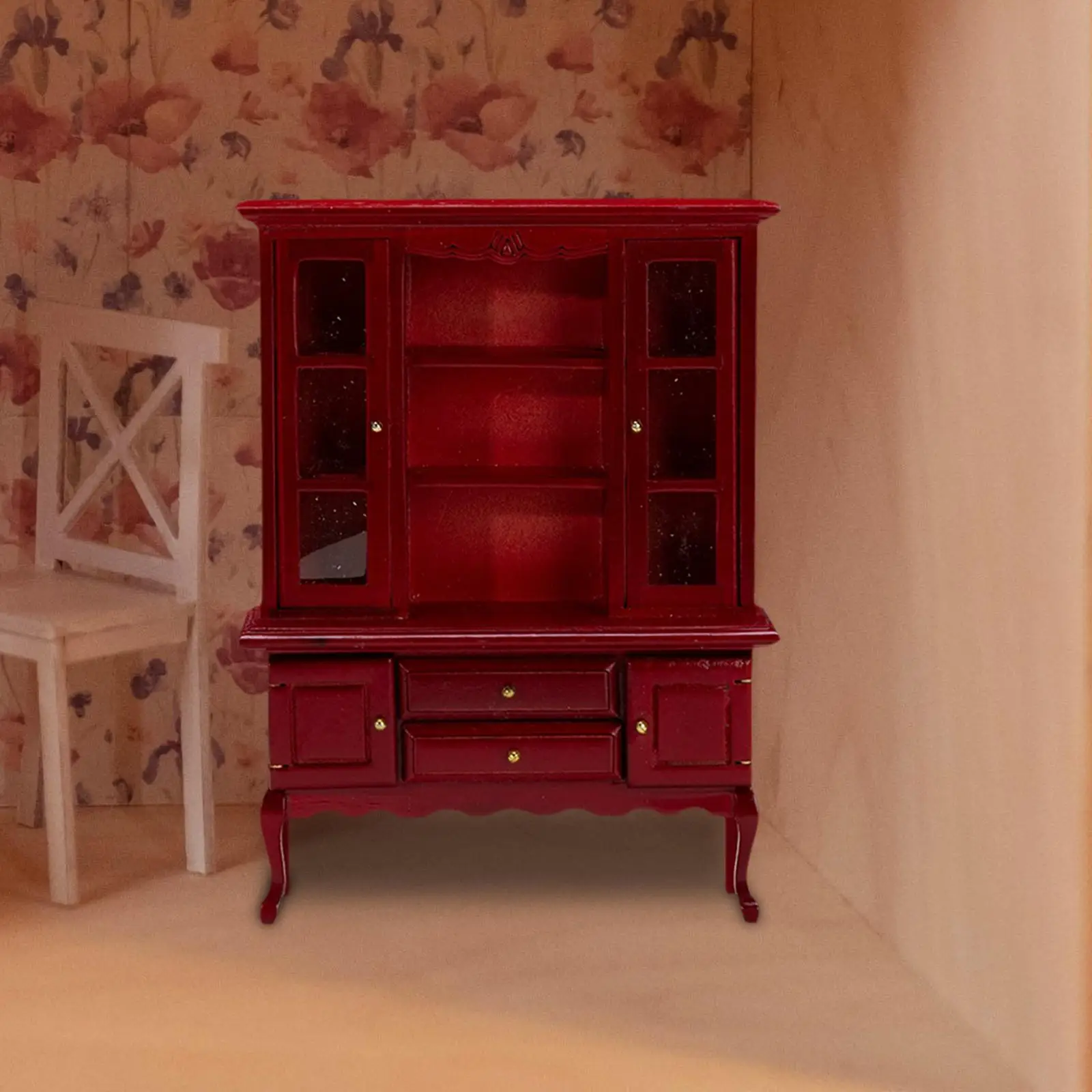 Miniature Bookcase Cabinet Scenery Supplies Dollhouse Furniture Wooden Bookshelf Ornaments