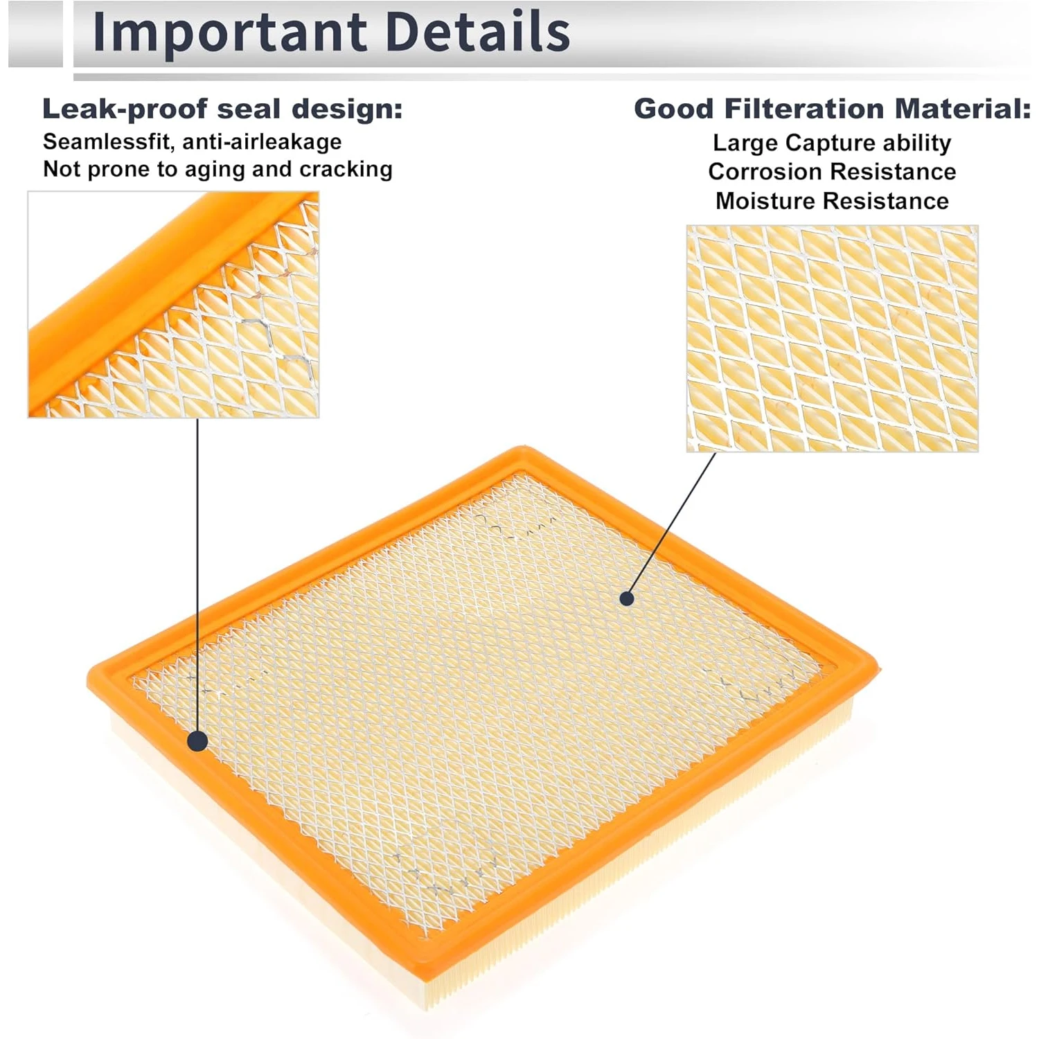 2Pcs 20972655 Engine Air Filter for Chevrolet Malibu 2.0L 2013-2015 Long Life Element Filter Air Cleaner No.20972655