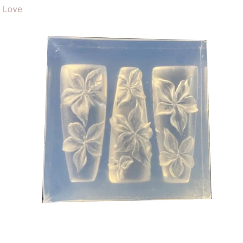 [L&P] Nail Mold Template Transparent Soft Silicone 3D DIY Craft Art Carving Curved Lily Flower Art Decorations