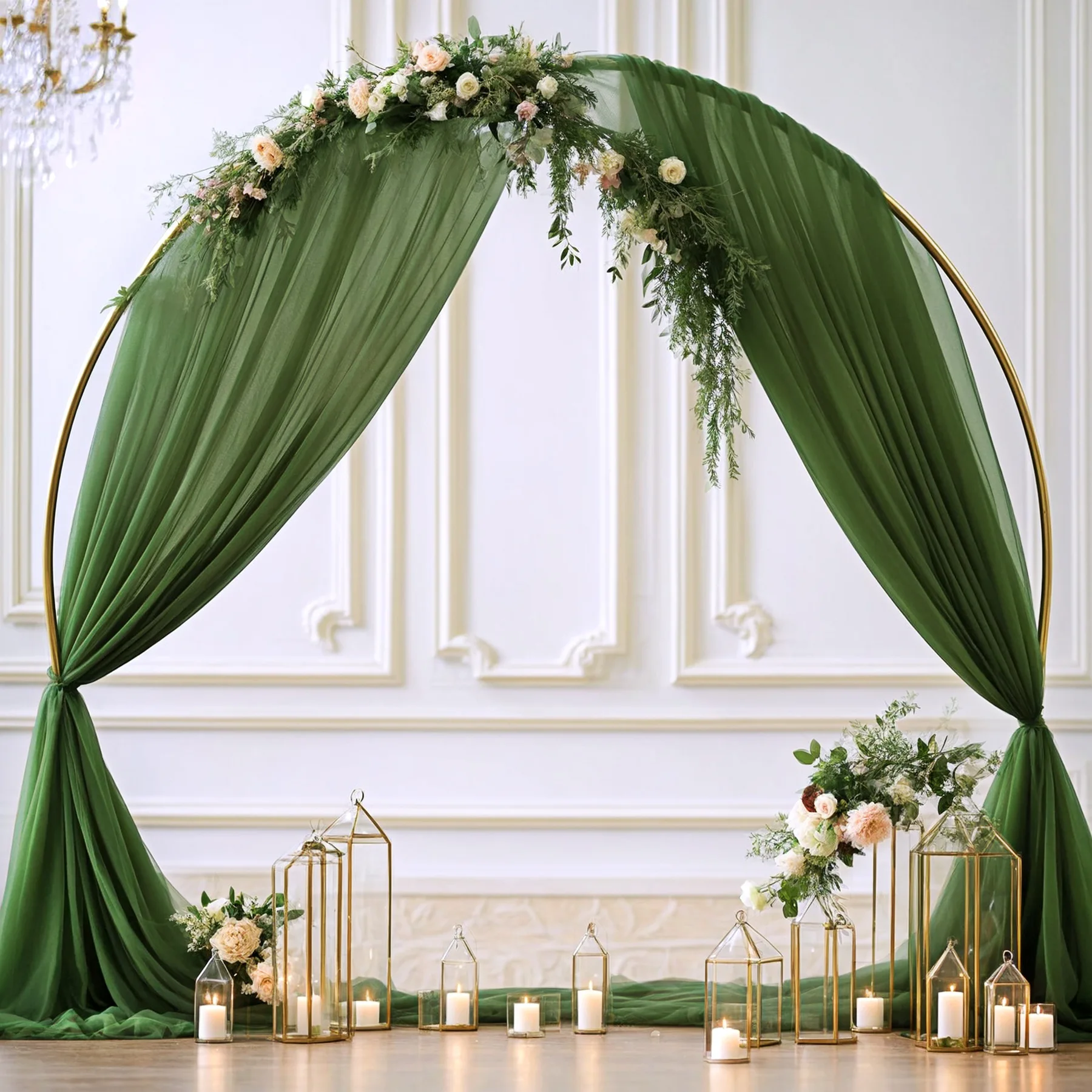 

Beautiful Chiffon Drapes Arched Door Chiffon Curtains Wedding Decor Fabric Outdoor Decoration Hanging Curtains Wedding Lawn
