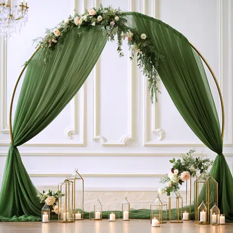 Beautiful Chiffon Drapes Arched Door Chiffon Curtains Wedding Decor Fabric Outdoor Decoration Hanging Curtains Wedding Lawn