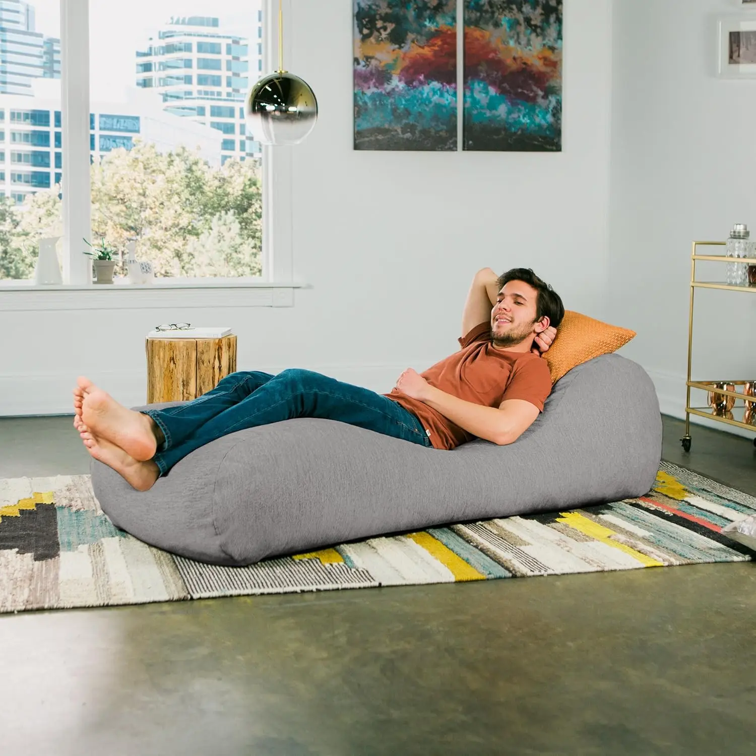 كرسي استرخاء من الفوم بين باج - شانيل فاخر، رمادي