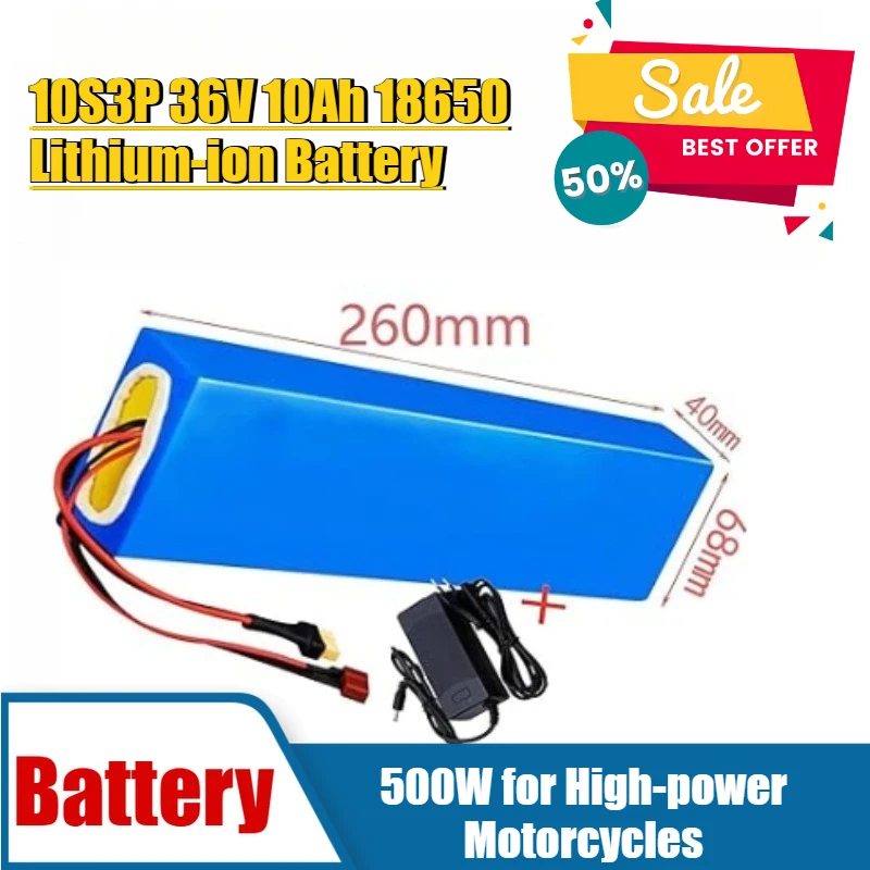 

10S3P 36V 10Ah 18650 Lithium-ion Battery 500W for High-power Motorcycles
