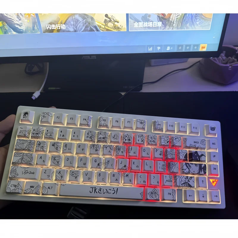 Jk Little Girl Keycap غطاء لوحة المفاتيح الميكانيكية عملية التسامي الحراري التكيف 60/68/75/87/98/104/108