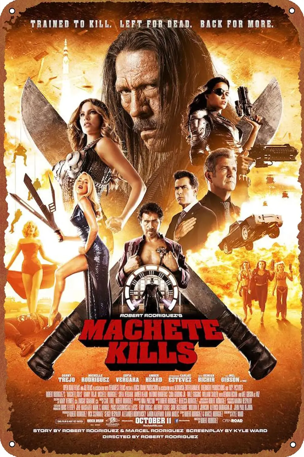 1 PCS,Machete Kills Metal Tin Sign Garage Sign Wall Decoration Old Car Shop Movie Poster Oil Station Sign 8 × 12 inches