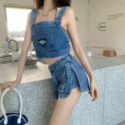 Women's Denim Shorts Workwear Style Summer New Ins Loose Slimming Wide Leg A-line Pants Pocket Denim Hot Pants