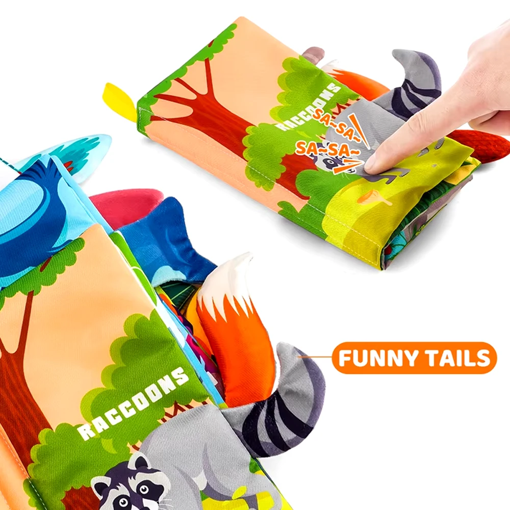 مجموعة كتب قماشية حسية ذات صوت مجعد 3 في 1 - ألعاب تفاعلية خالية من مادة BPA للحيوانات/البحرية/الطيور للأطفال من عمر 0 إلى 12 شهرًا |   مونتيسوري قابل للغسل