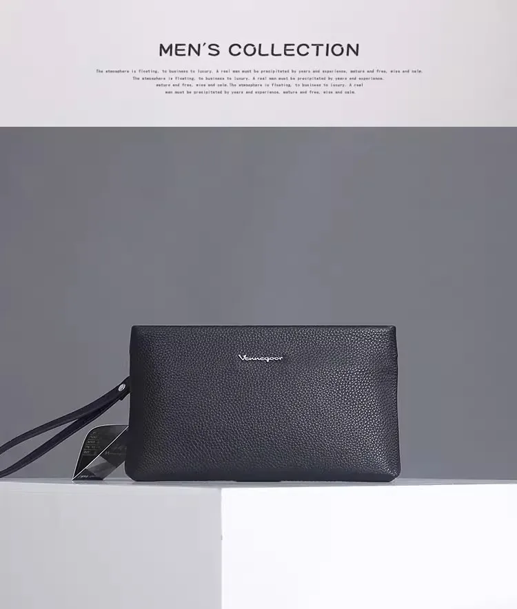 

Men's New Style Wallet Genuine Leather Clutch Bag - Top-Grain Cowhide, Soft Leather, Large Capacity