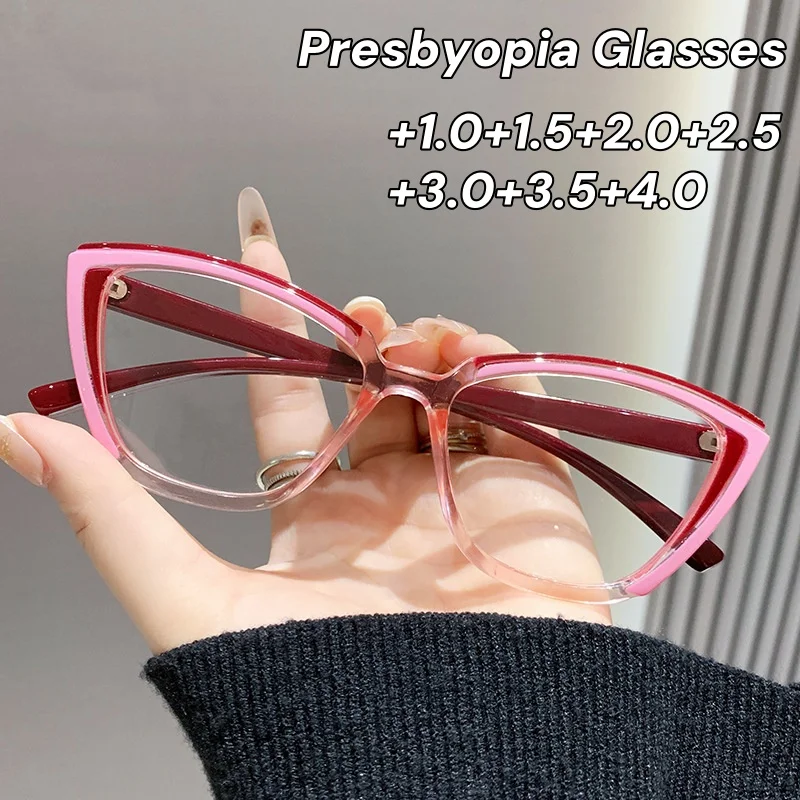 

Retro Cat Eye Reading Glasses Blue Light Blocking Large Frame Presbyopia Eyeglasses for Women and Men with Diopter +1.0 To +4.0