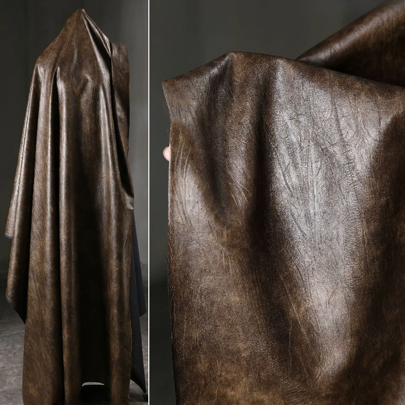 

Винтажная искусственная кожа с эффектом потертости, плотная текстурированная ткань с морщинами для шитья сумок, одежды, DIY, модный дизайнерский материал