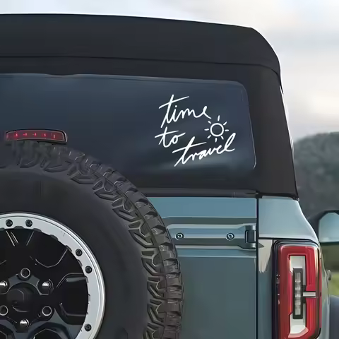 Time To Travel Car Sticker, Adventure Explore Vinyl Decal for Car Camper Motorhome Caravan, Waterproof Bumper Door Body Decor