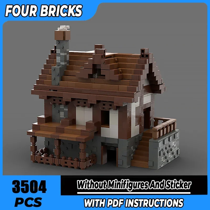 Moc blocos de construção casa medieval/technoblades casa tecnologia tijolos modulares modelo presentes brinquedos natal diy conjuntos montagem
