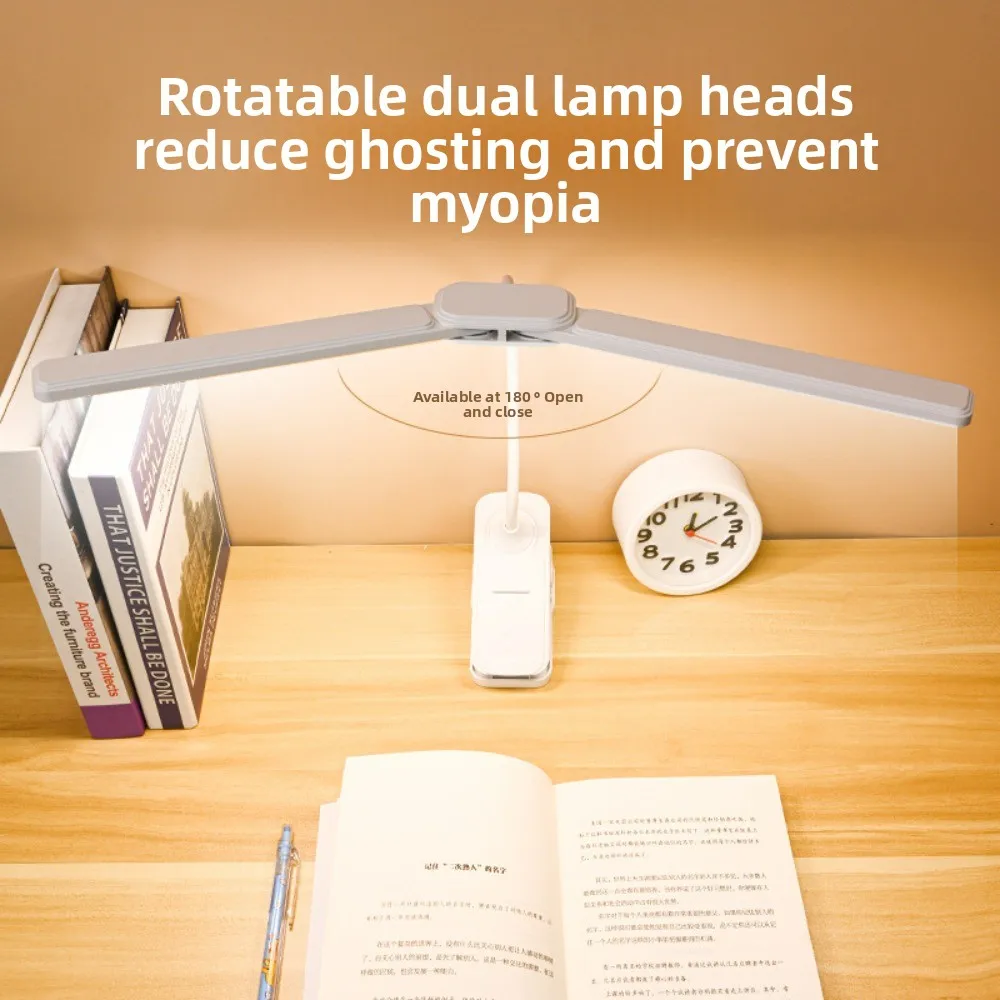 مصباح مكتبي LED قابل لإعادة الشحن عبر USB - ضوء قراءة للعناية بالعين للطلاب، مصباح دراسة صغير محمول لغرفة النوم/غرفة النوم