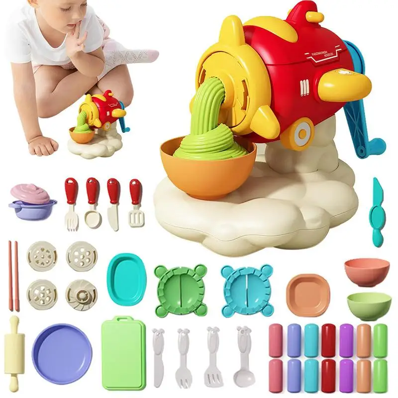 Kits 27Pcs Fun Airplane Noodle Machine Kitchen Creations Noodle Maker Party Play Food Set For Kids Children Pretend Toys