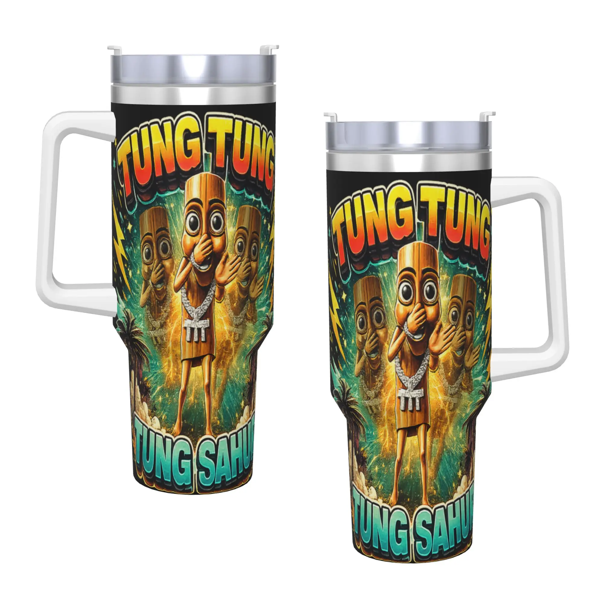 Stainless Steel Tumbler Tung Tung Tung Sahur is Calling Scuba Dance Funny Meme Coffee Mug Heat Hot Drinks Car Mugs Water Bottle