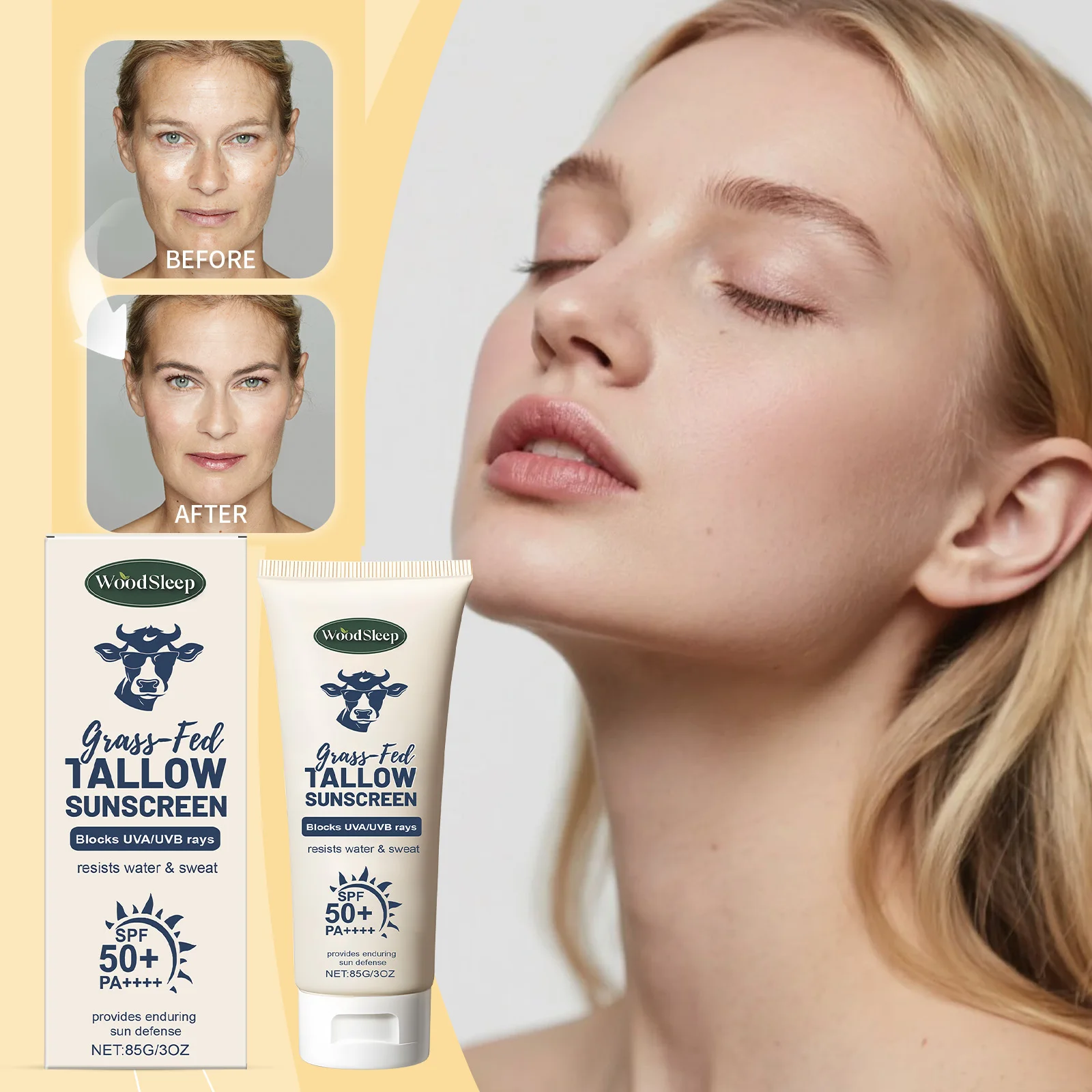 

Солнцезащитный крем SPF 50+ для лица и тела, контролирующий жирность кожи, отбеливающий, увлажняющий, защитный, нежирный, 85 г