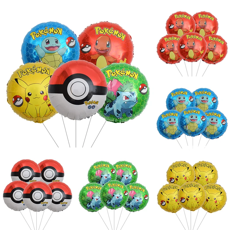 5pcs Pokemon Pikachu Go Aluminum Foil Balloon Boy Girl Birthday Party Poke Ball Helium Air Globos Decoration Baby Shower Toys