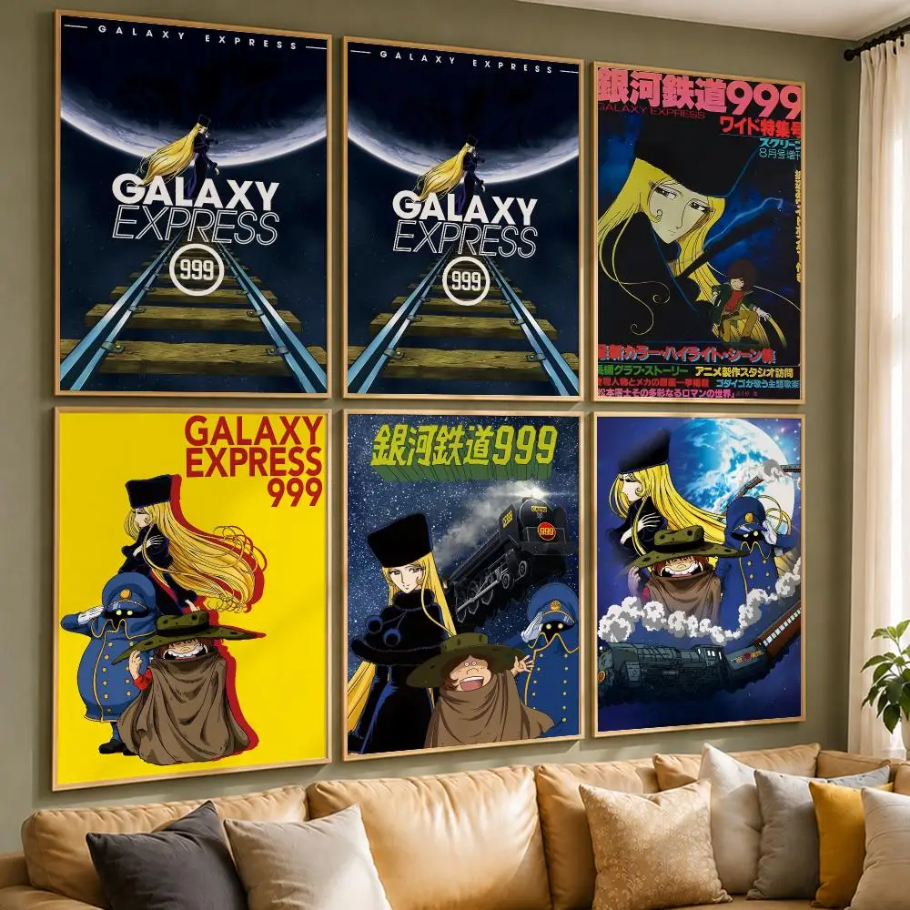 Classic Anime G-Galaxy Express 999S Poster Vintage Retro Anime Poster Stickers Peel and Stick Wall Art Home Decor