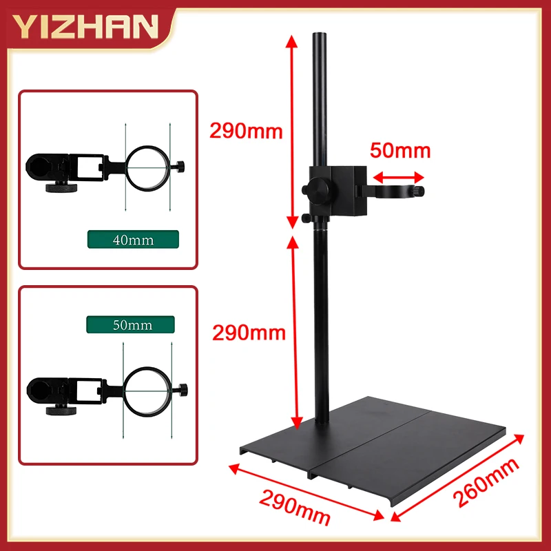 support-de-base-centrale-de-diametre-d'installation-de-50mm-29cm-etapes-et-supports-de-microscope-elevees-reglables-outil-de-montage-en-metal-solide-et-stable
