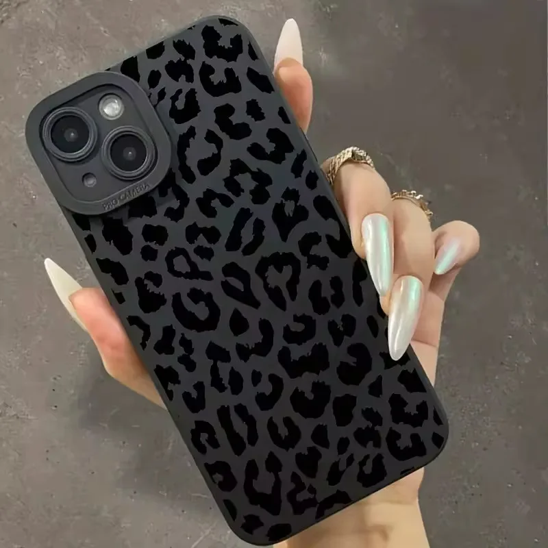 Soft TPU Phone Case with Leopard Print Pattern for iPhone 15 Pro Max 14 11 12 mini 13 XS XR X 7 8 Plus SE Case