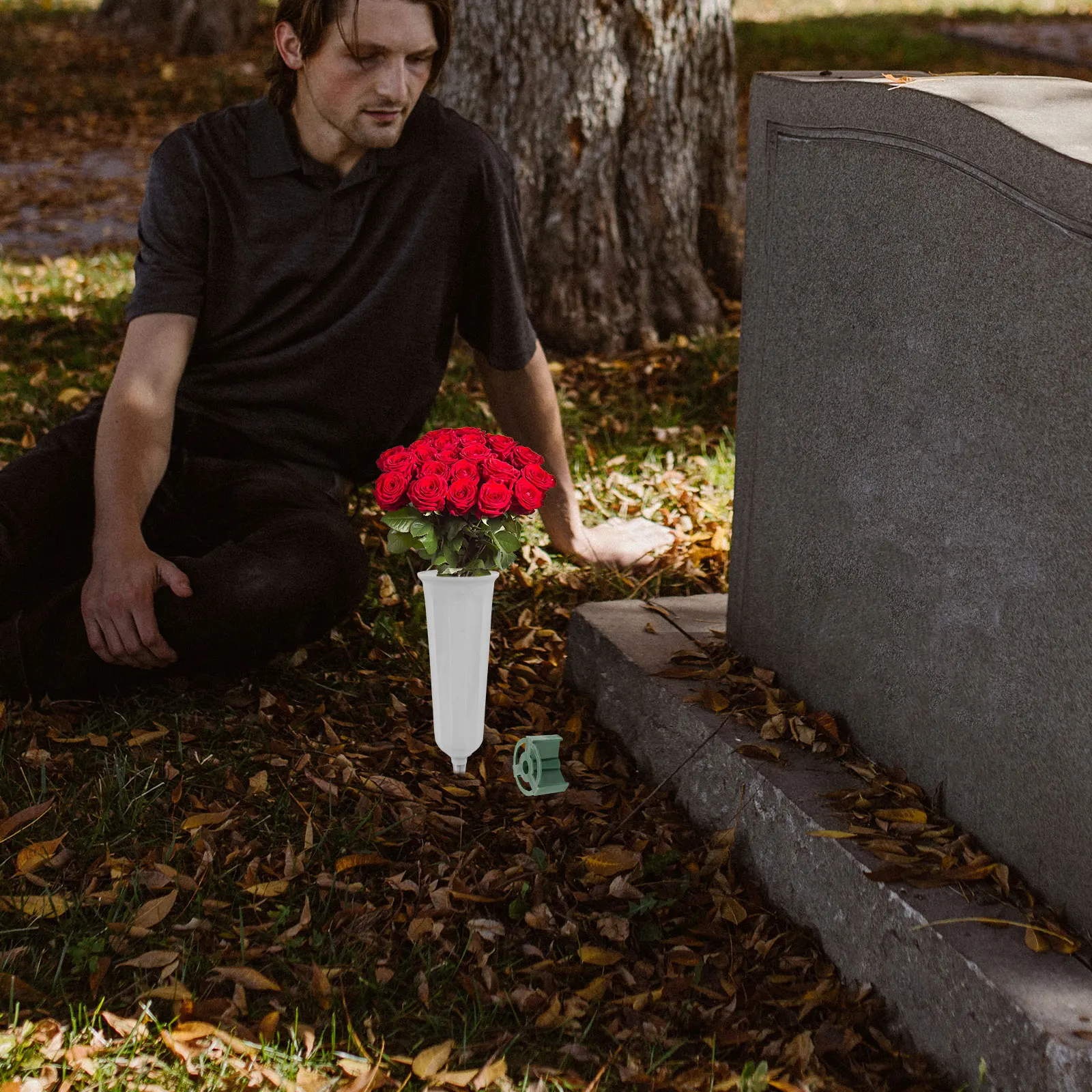 

20 Pcs Drill Base Flowers Headstones Vases Holder for Graves Cemetery Inserts Artificial Arrangement Bracket Cemetary