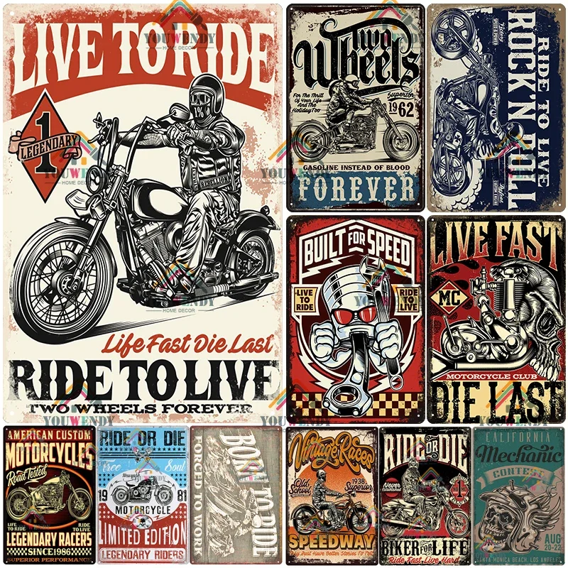 Motorcycle Retro Metal Poster, Vintage Plaque, Tin Sign, Garage, Club Wall Decor, Man Cave, Workshop Decoration