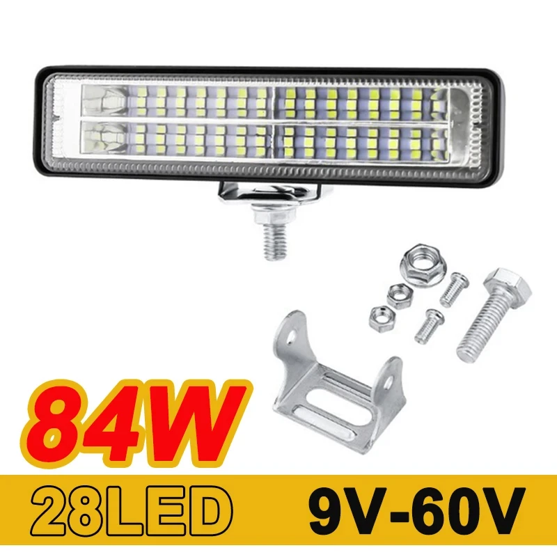 84W Car Work Light LED Bar 28LED Worklight Bar Offroad SUV ATV Tractor Boat Trucks Excavator 6500K 9-60V Aluminum LED Combo Beam