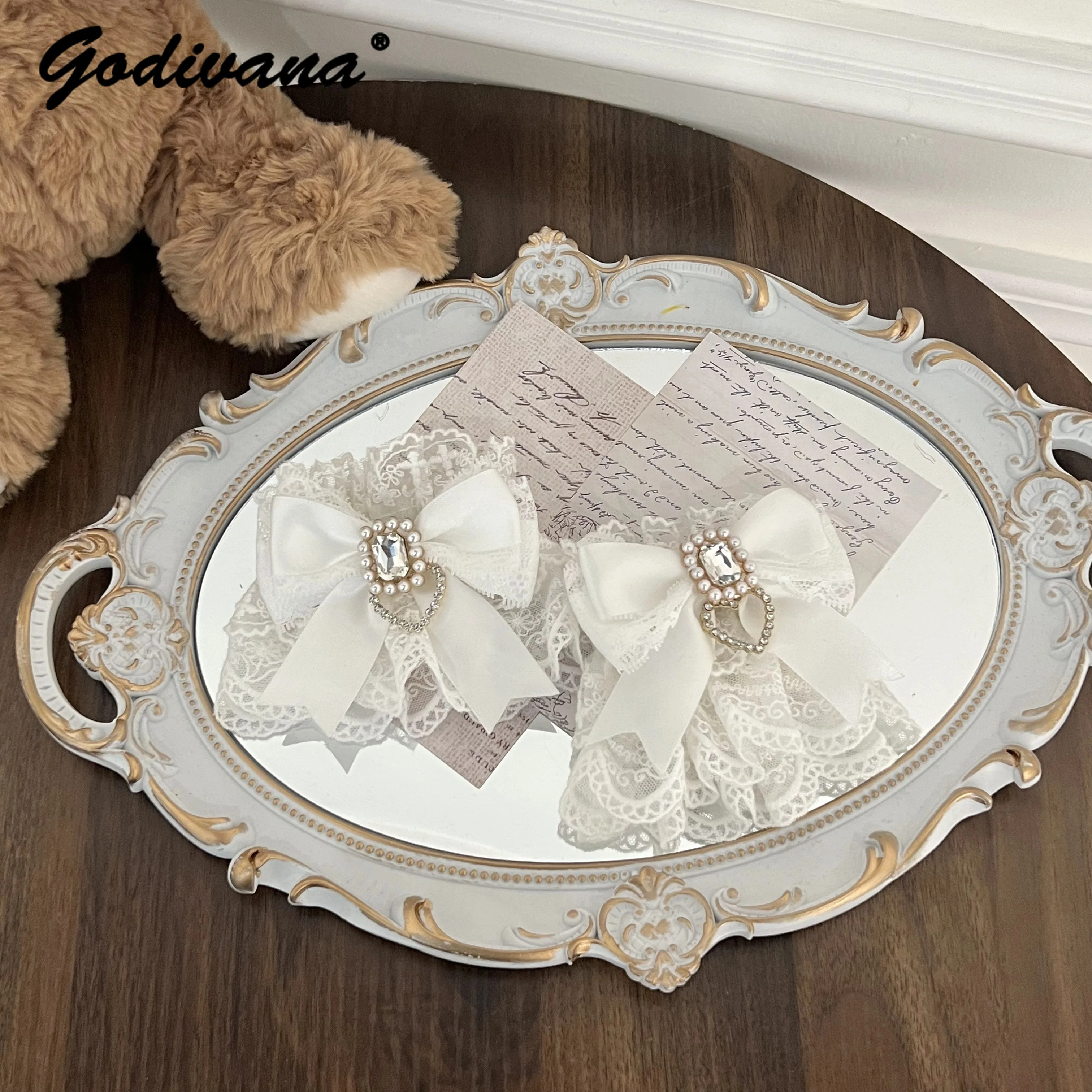 Manga de mano japonesa Mine producida en masa Lolita nueva chica dulce lindo arco amor Rhinestone encaje Oversleeve Cos calentador de brazo