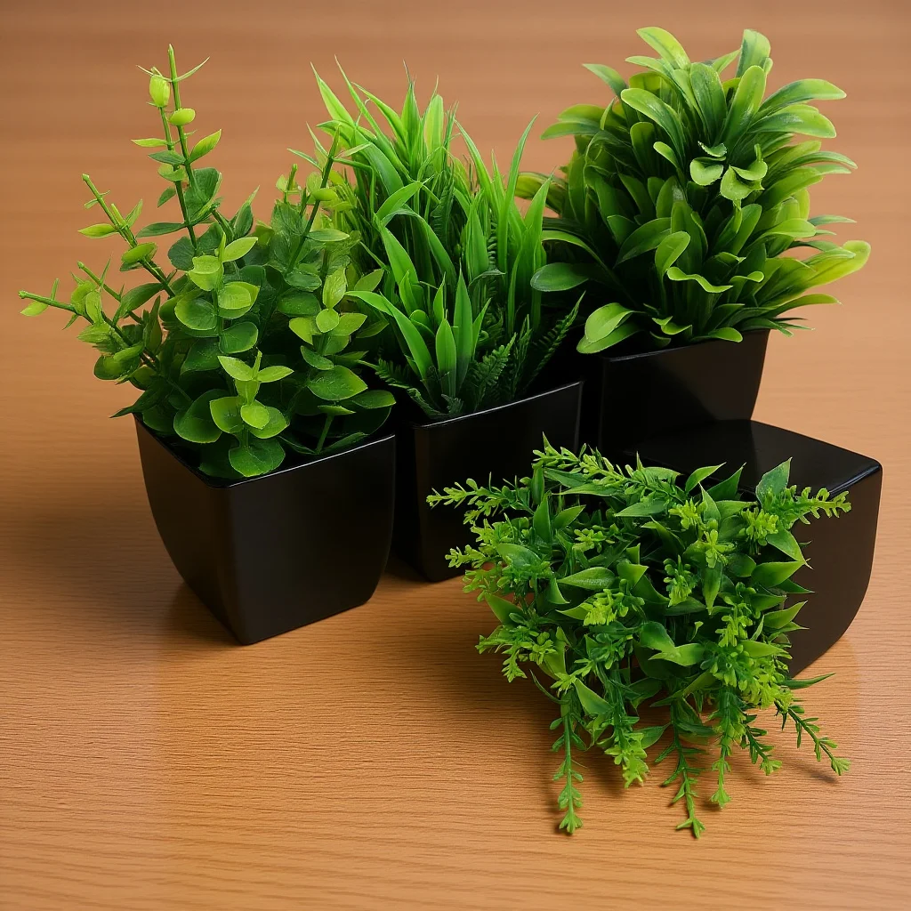 

4Pcs Fake Plants Black Pot Mini Artificial Eucalyptus Potted Plants Small Faux Grass Greenery Indoor Bathroom Office Home Table