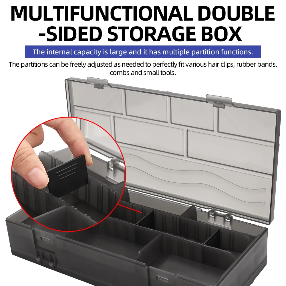 

Barbershop Double Sided Clip & Rubber Band Storage Box , Foldable Large Capacity Organizer for Home Office Desktop