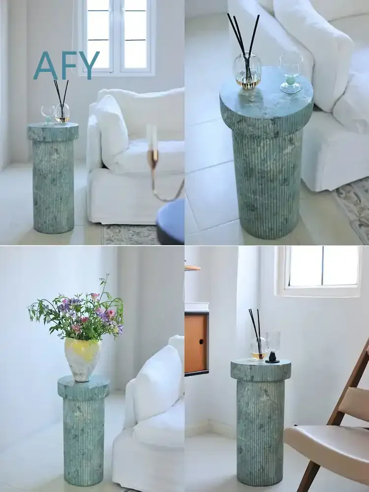 for Homestay Living Room Imitation Marble Roman Column Coffee Table for Sofa Side Corner Table Modern Living Room Furniture
