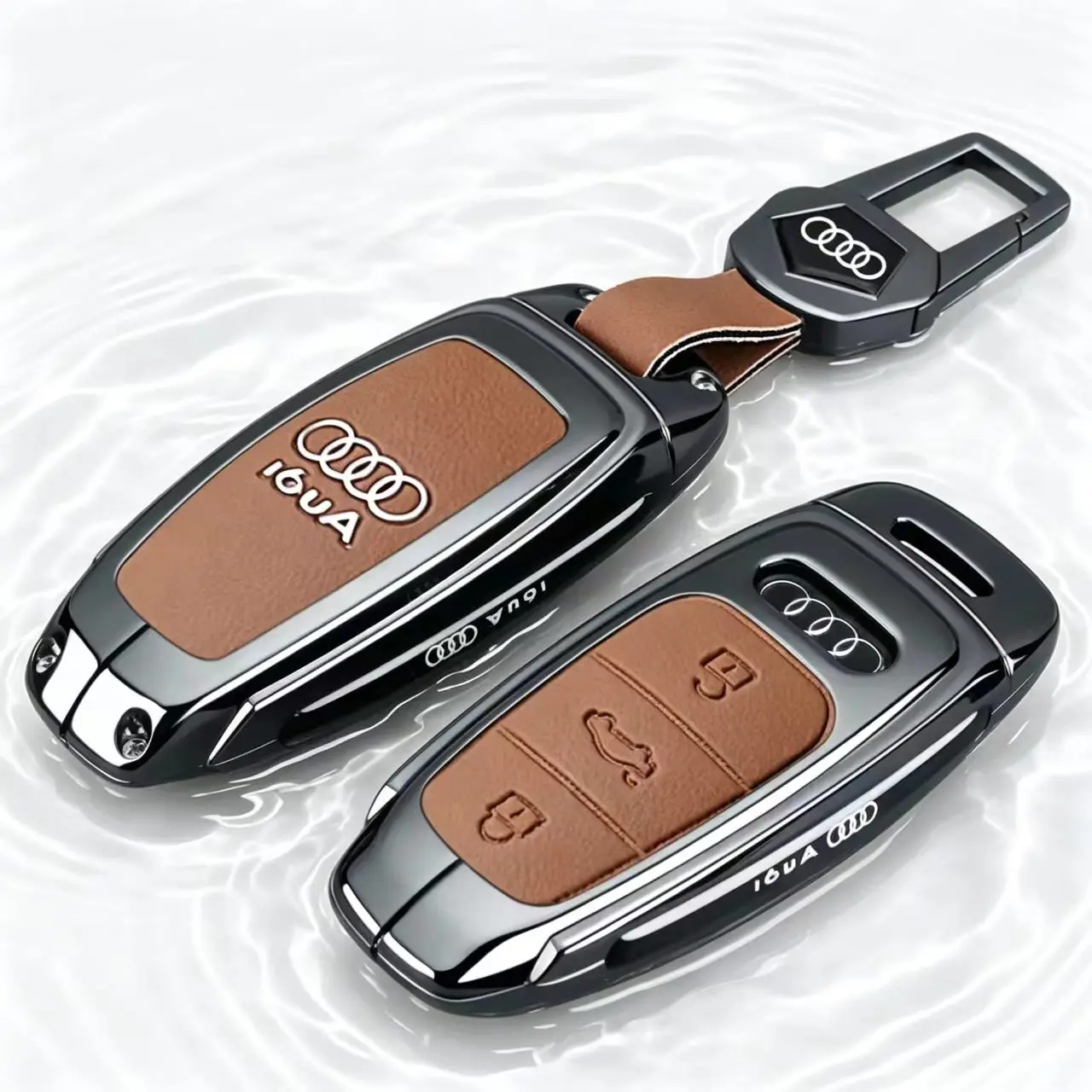 

Premium Leather Protective Key Shell Auto Remote Key Case for Audi A3 A4 B9 A6 A7 4K A8 E-tron Q5 Q8 C8 D5 SQ8 Car Accessories