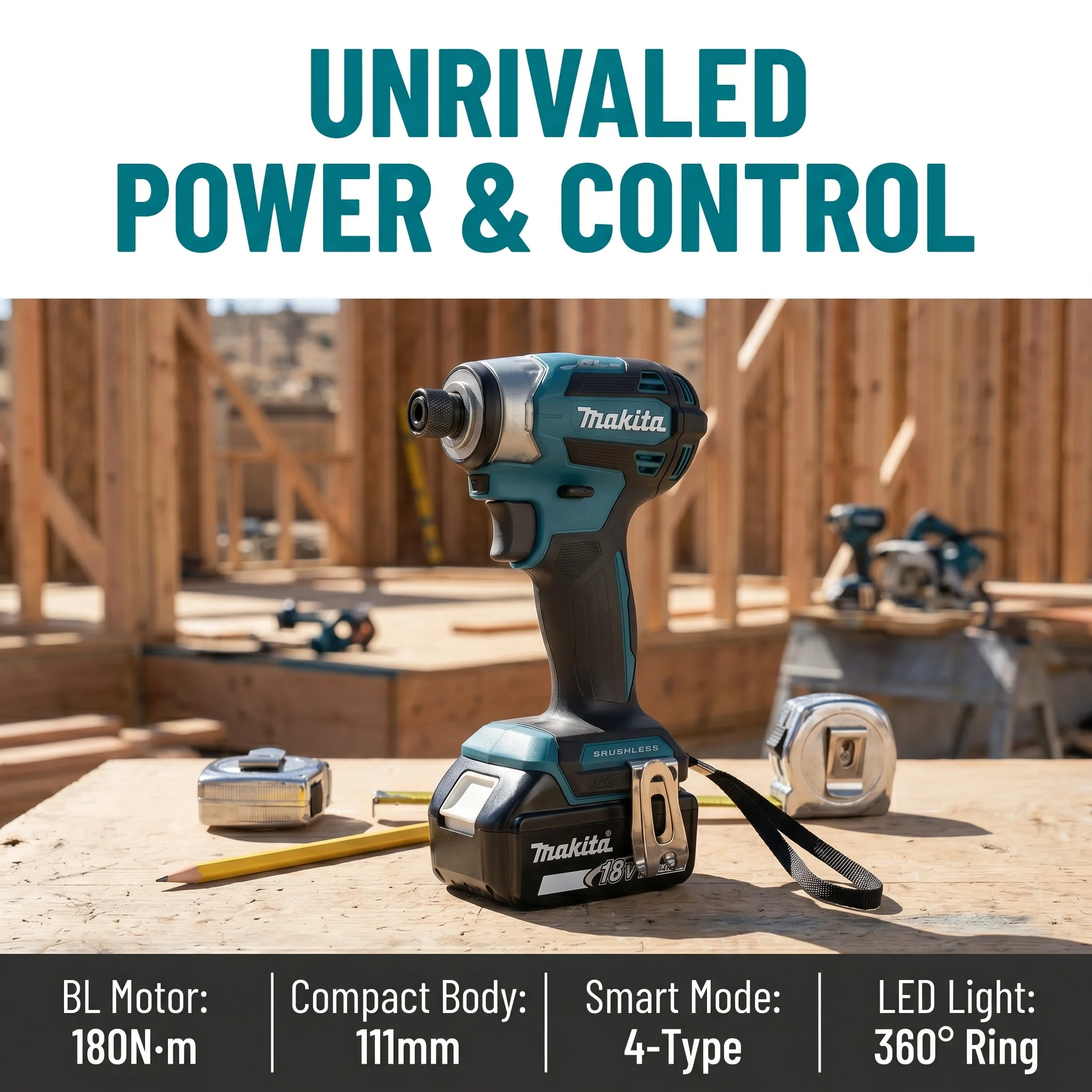 Makita DTD173 18V Brushless Cordless Impact Driver 180NM Compact Tool For Wood Screws Bolts Household DIY Repair Projects