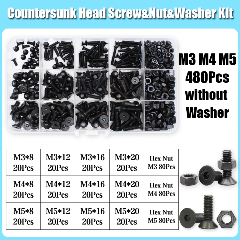 3045/Set m2 m2, 5 m3 m4 m5 m6 m8 Kohlenstoffs tahl Sechs kant Sechs kant Flach kopf Senk kopfs ch rauben Schrauben Schrauben Mutter Unter leg scheibe Sortiment Kit – Detail 12