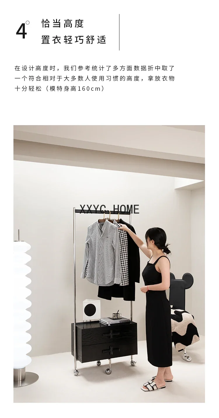 Вешалка для одежды из цельного дерева, напольная угловая многофункциональная передвижная вешалка из нержавеющей стали для спальни