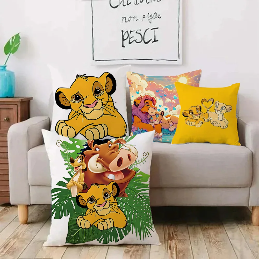 Disney Cartoon The Lion King Pillow Covers Cartoon Sofa Decorative Home Double-sided Printing Short Plush Cute Cushion Cover