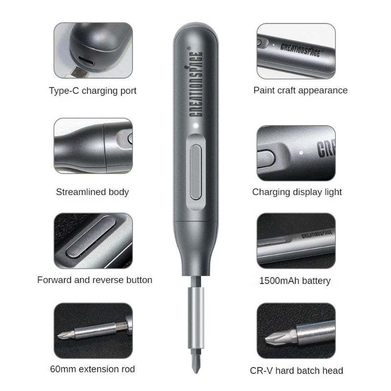 Multifunctional electric precision screwdriver set Type-C rechargeable high torque forward and reverse power tools
