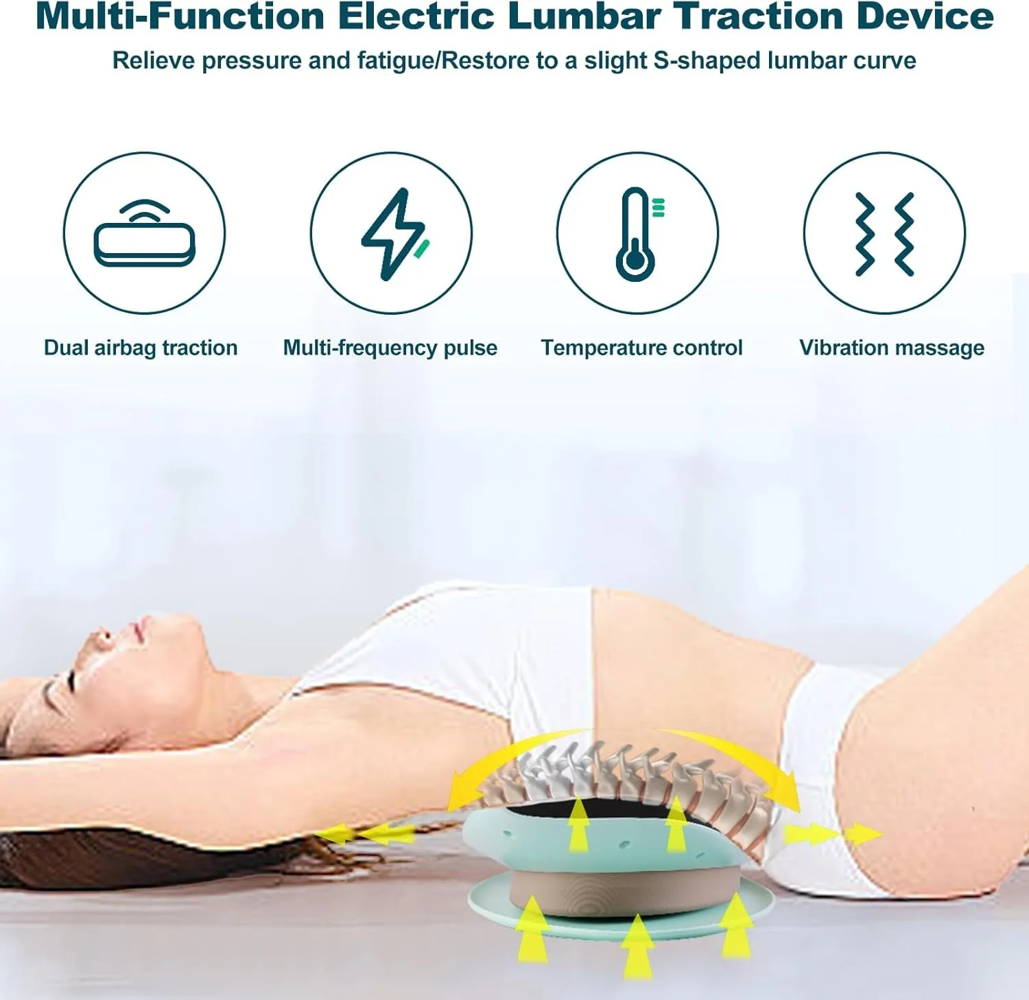 Electric Lumbar Traction Massager with Dynamic Airbag Swing Stretch Vibration Adjustable Back Massage Machine Waist Masajeador