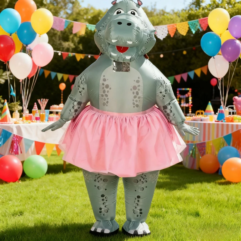 

Adult Inflatable Hippo Costume with Pink Skirt Funny Fancy Dress Halloween Party Cosplay Carnival Performance costume Props