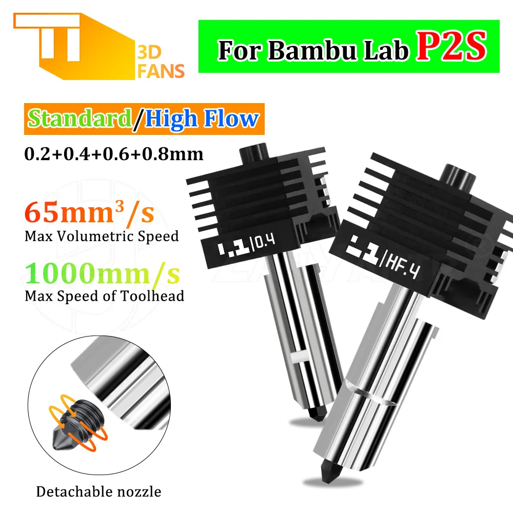 X2D P2S Standard/High Flow Hotend For Bambu Lab Fast Printing Upgrade Hotend High Precision Quick Replacement Nozzle
