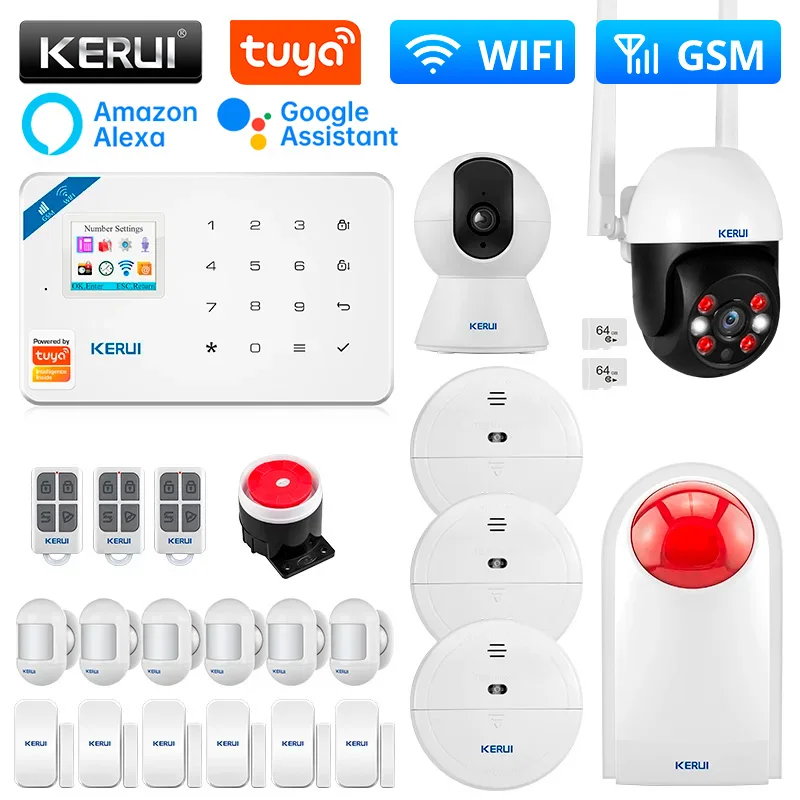 

KERUI W181 WIFI GSM Alarm Smart Home Kit Alarm System Tuya Smart Support Alexa with Motion Sensor Detector Outdoor Solar Siren