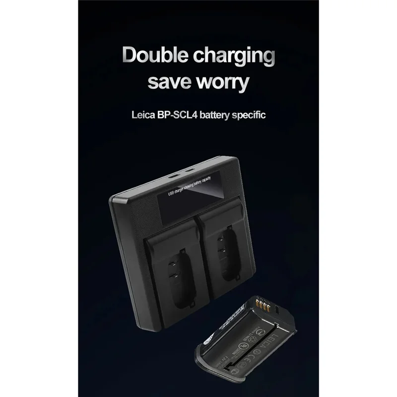 B04B-For Leica Q2 SL2 SL(TYP 601) Compatible BP-SCL4 USB Dual Charger Battery For Camera