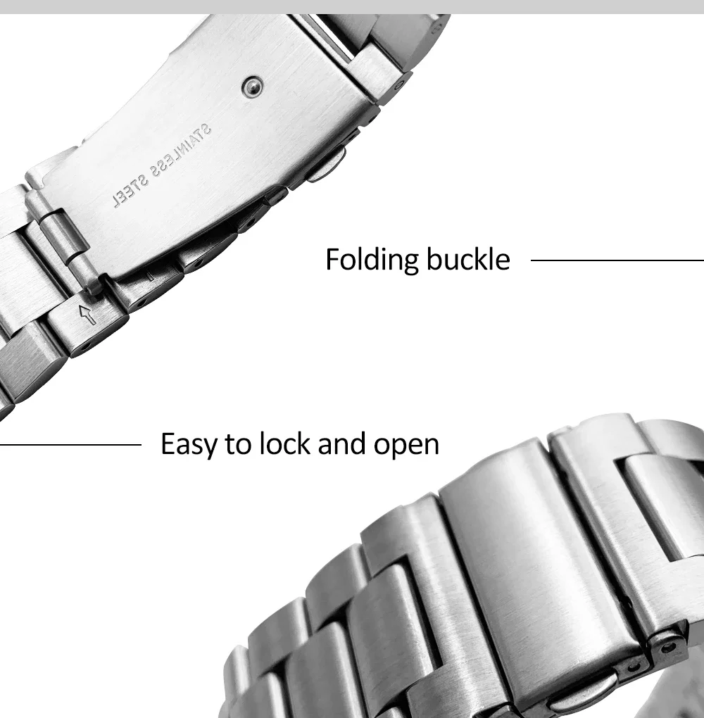 Premium Stainless Steel Watchband for Samsung Galaxy Watch S3 46mm SM-R800 Sports Band Curved End Strap Wrist Bracelet