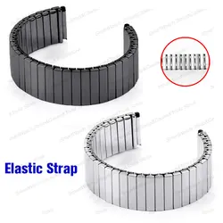 Stretch Metal Strap Elastic Watch Band Stainless Steel Silver Black Expansion Bracelet 16mm 18mm Women Men Universal Wristband