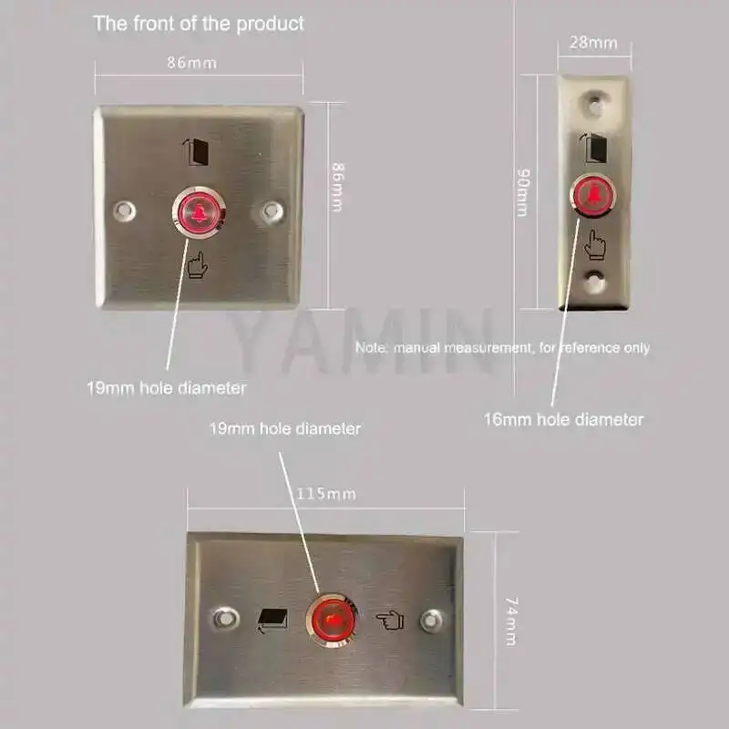 16/19mm dzwonek do drzwi chwilowy reset przycisk płaski Panel przełącznika sterowania ze stali nierdzewnej ze światłem LED 3-6V 12-24V 220V