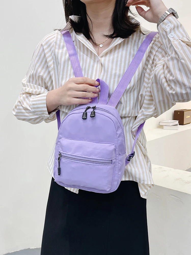 

Stylish Women Backpack Preppy Style Solid Color Nylon Handbags Leisure Student School Large Knapsacks Backpacks