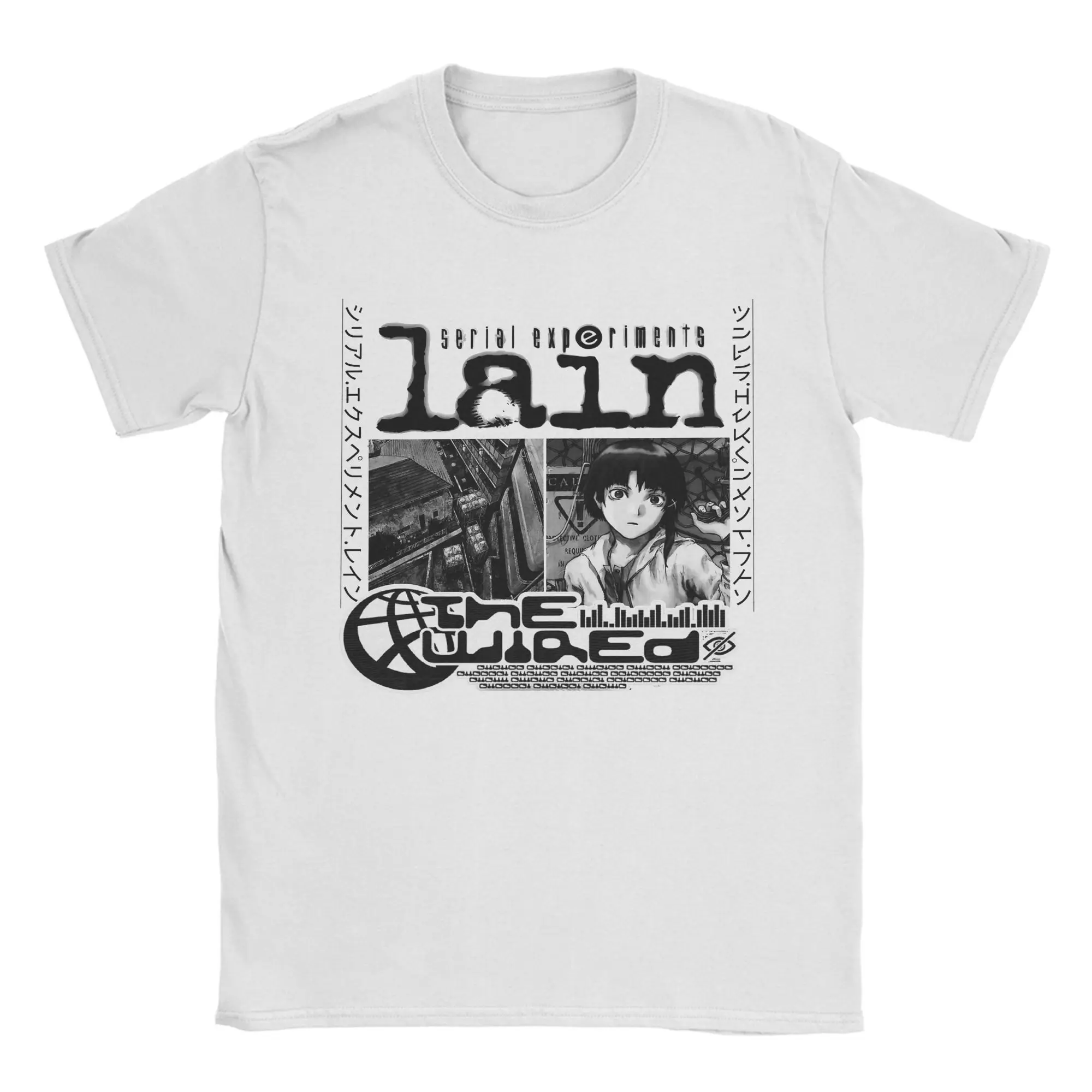 Serial Experiments Lain Virtual Girl T Shirt Men Women Pure Cotton Unique T-Shirts Crew Neck  Tees Short Sleeve Tops Plus Size
