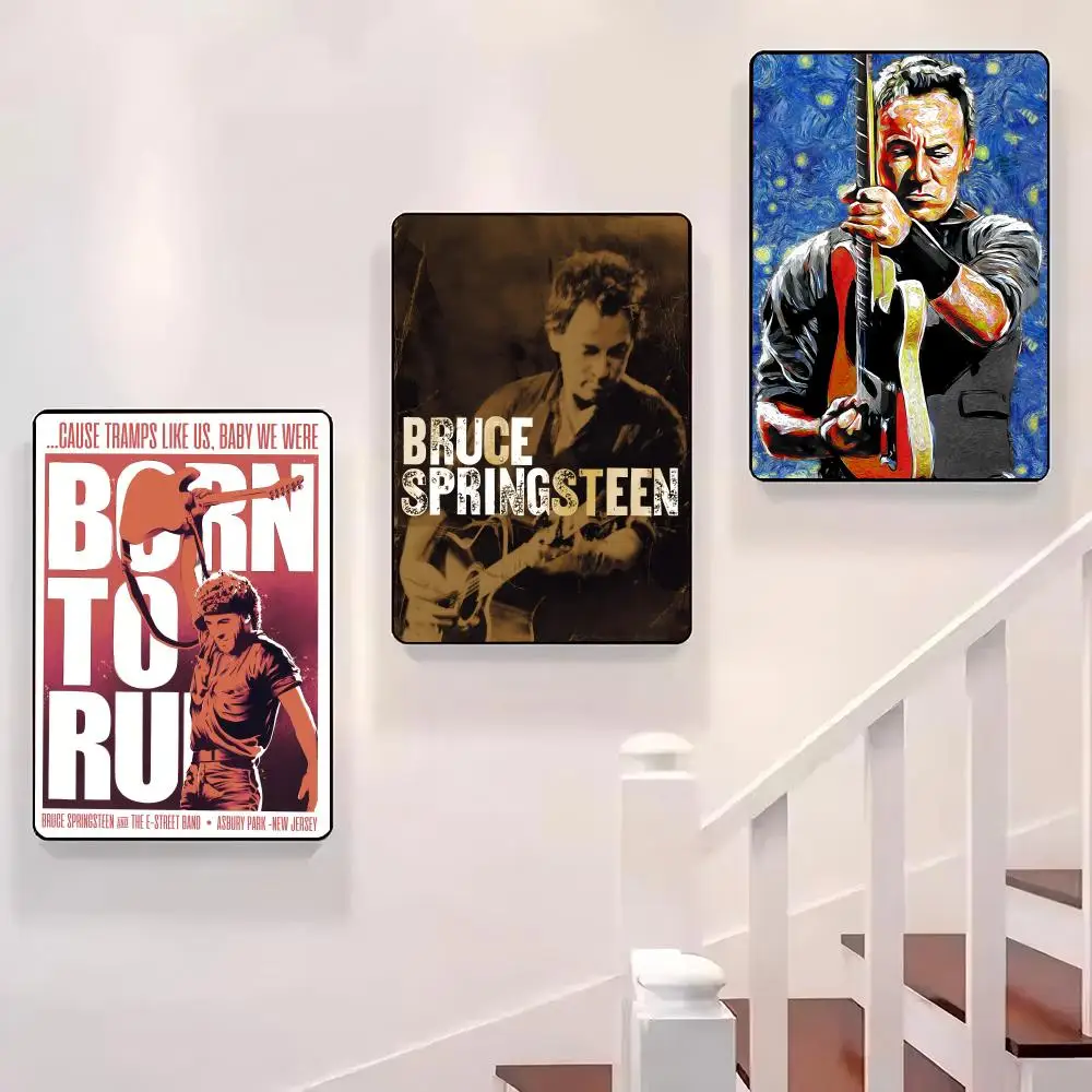 B-Bruce S-Springsteen Rock Zanger Poster Kleverige Muur Waterdicht Thuis Woonkamer Slaapkamer Bar Esthetische Decoratie Perfect Cadeau