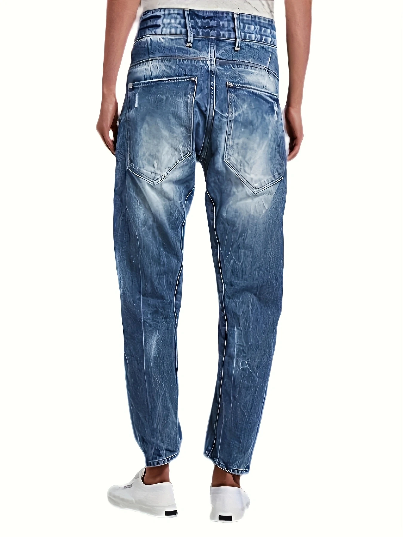 Women's stretchy fashion double button high-waisted denim ankle pants