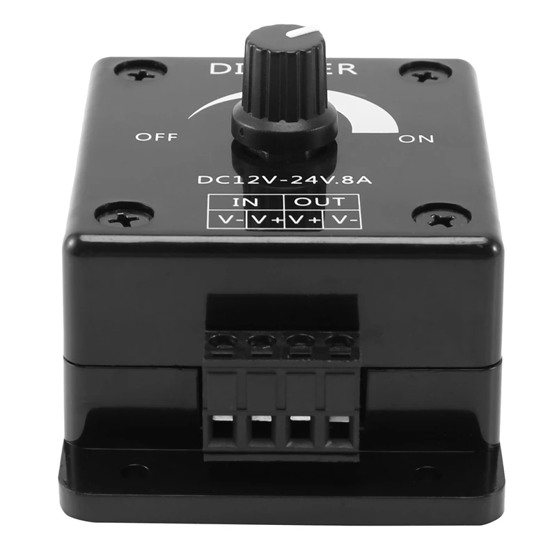 FULL-Black LED Dimmer Switch DC 12V 24V 8A Adjustable Brightness Lamp Bulb Strip Driver Single Color Light Power Supply Controll
